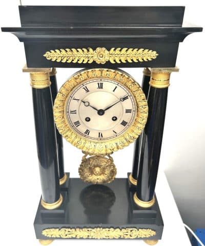 Fine Antique Slate or Marble Mantel Clock French Striking Portico Mantle Clock