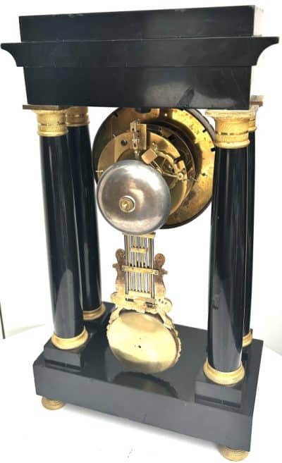 Fine Antique Slate or Marble Mantel Clock French Striking Portico Mantle Clock