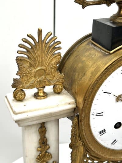 French Empire Marble Portico Clock