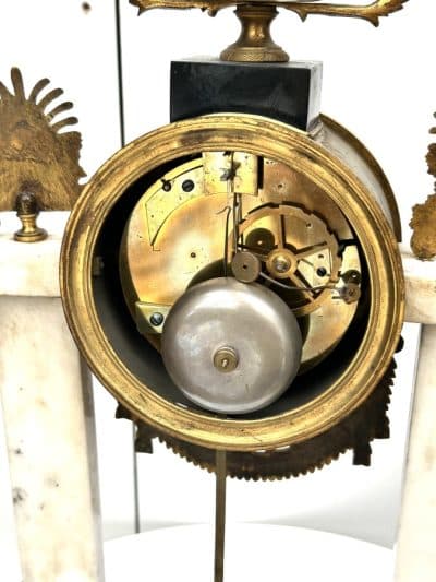 Antique French Empire Marble Portico Clock Pillar Striking 8-Day Mantel Clock by Signed - Image 6
