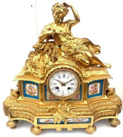 8-Day Striking Blue Sevres Mantle Clock