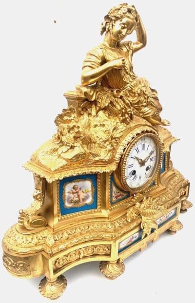 8-Day Striking Blue Sevres Mantle Clock