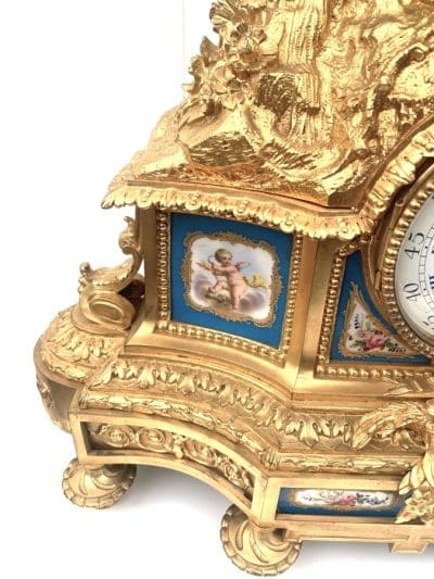 8-Day Striking Blue Sevres Mantle Clock