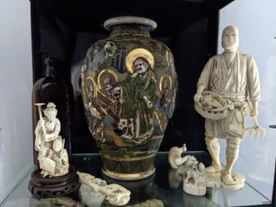 Large Japanese satsuma vase Antique Art 3