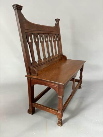 Arts & Crafts Oak Hall Settle by Shapland & Petter - Image 2