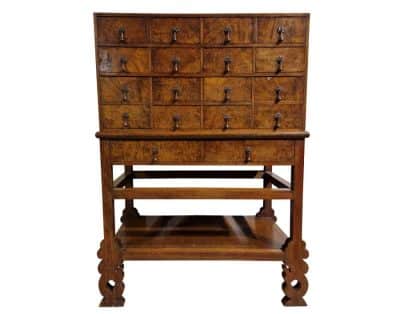 19thc Walnut Collectors Cabinet