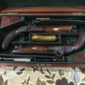R Fenton London 1780-1840 Boxed Pair Duellers Percussion Pistols Antique Guns