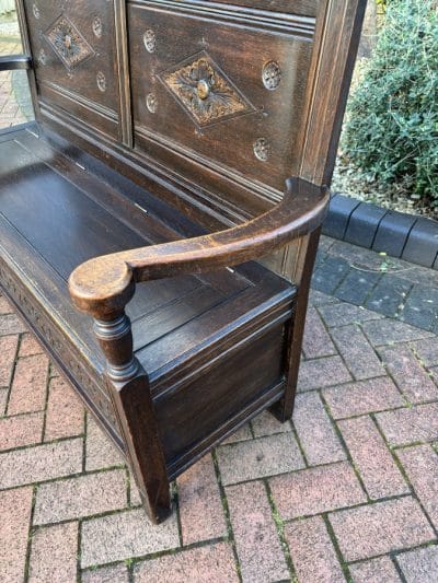 Shapland & Petter Arts & Crafts Oak Settle Hall Seat Antique Benches 9