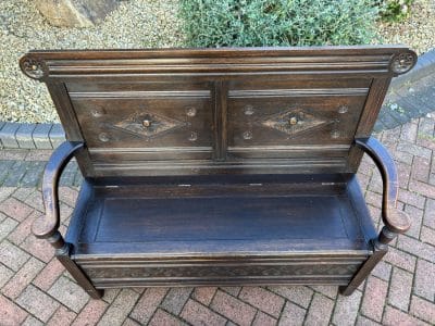 Shapland & Petter Arts & Crafts Oak Settle Hall Seat Antique Benches 5
