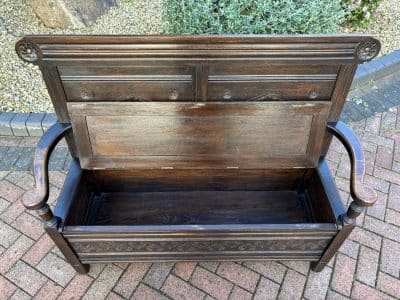 Shapland & Petter Arts & Crafts Oak Settle Hall Seat Antique Benches 4