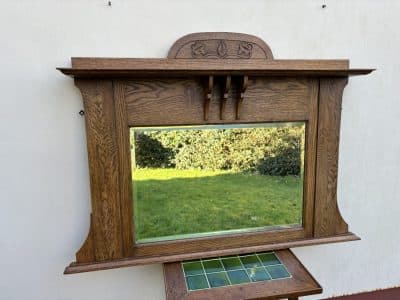 Arts & Crafts Overmantle Mirror c1905 oak Antique Mirrors 8