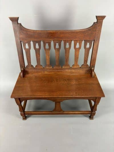 Arts & Crafts Oak Hall Settle by Shapland & Petter - Image 3