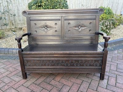 Shapland & Petter Arts & Crafts Oak Settle Hall Seat Antique Benches 3