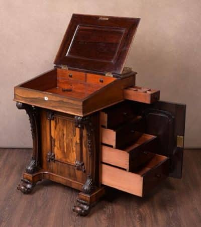Victorian Rosewood Davenport - Image 10
