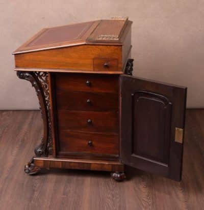 Victorian Rosewood Davenport - Image 9