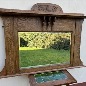 Arts & Crafts Overmantle Mirror c1905 oak Antique Mirrors 3
