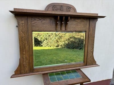 Arts & Crafts Overmantle Mirror c1905 oak Antique Mirrors 3