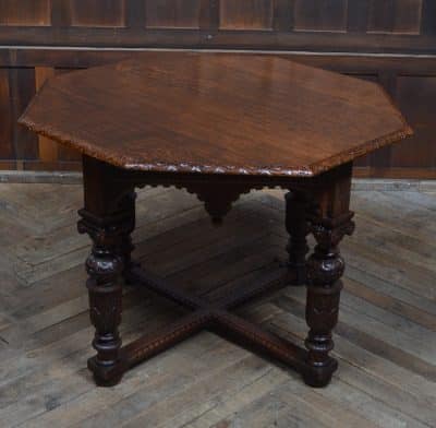 Victorian Oak Octagonal Centre Table SAI3296 - Image 10
