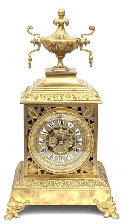 Bronze Ormolu Cubed Shaped Mantel Clock – 8 Day Striking Clock bronze clock Antique Clocks 3