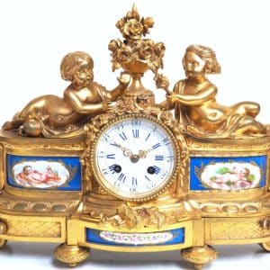 Fine Ormolu French Antique Mantel Clock – 8-Day Striking Blue Sevres Mantle Clock C1850 French Ormolu Antique Clocks 3
