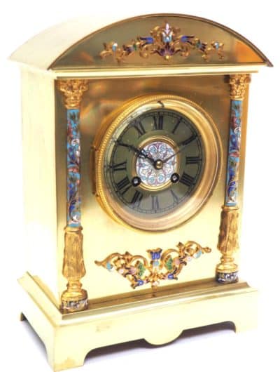 Champlevé Ormolu Bronze 8 Day Striking Mantel Clock