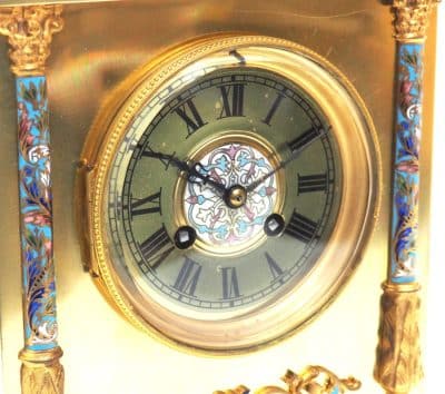 Champlevé Ormolu Bronze 8 Day Striking Mantel Clock