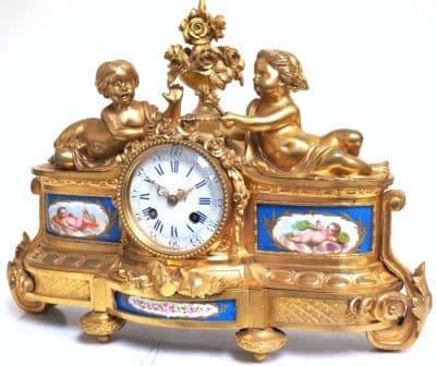 Fine Ormolu French Antique Mantel Clock – 8-Day Striking Blue Sevres Mantle Clock C1850 French Ormolu Antique Clocks 11