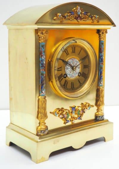 Champlevé Ormolu Bronze 8 Day Striking Mantel Clock
