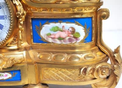 Fine Ormolu French Antique Mantel Clock – 8-Day Striking Blue Sevres Mantle Clock C1850 French Ormolu Antique Clocks 10