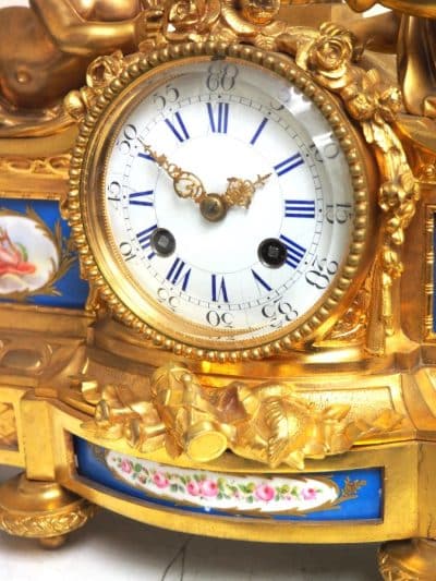 Fine Ormolu French Antique Mantel Clock – 8-Day Striking Blue Sevres Mantle Clock C1850 - Image 7