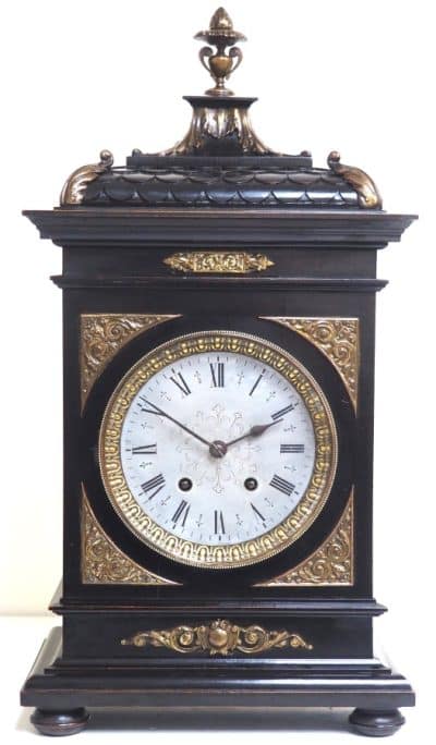 Superb Antique German Ebony 8-Day Mantel Clock Gong Striking Bracket Clock by Lenzkirch - Image 14