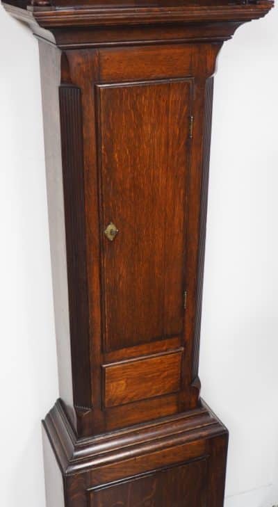 19THC Swan Neck Pediment Longcase Clock Arched Silver & Brass Dial 8 Day Movement Signed Nathanid Washboun Gloucester - Image 9