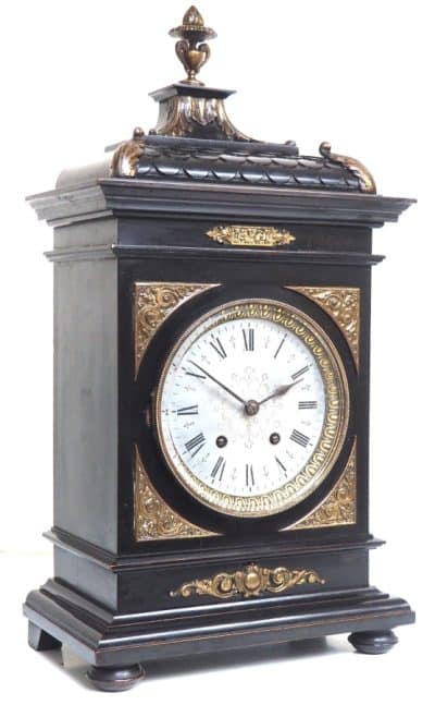 Superb Antique German Ebony 8-Day Mantel Clock Gong Striking Bracket Clock by Lenzkirch - Image 13