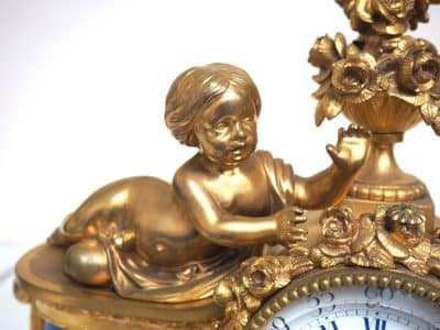 Fine Ormolu French Antique Mantel Clock – 8-Day Striking Blue Sevres Mantle Clock C1850 French Ormolu Antique Clocks 6