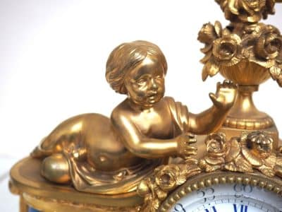 Fine Ormolu French Antique Mantel Clock – 8-Day Striking Blue Sevres Mantle Clock C1850 - Image 4
