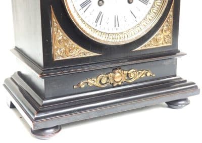 Superb Antique German Ebony 8-Day Mantel Clock Gong Striking Bracket Clock by Lenzkirch bracket clock Antique Clocks 17