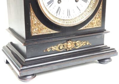 Superb Antique German Ebony 8-Day Mantel Clock Gong Striking Bracket Clock by Lenzkirch - Image 11