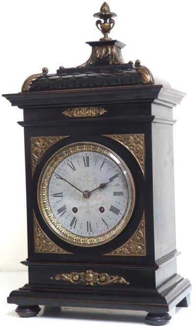 Superb Antique German Ebony 8-Day Mantel Clock Gong Striking Bracket Clock by Lenzkirch - Image 8