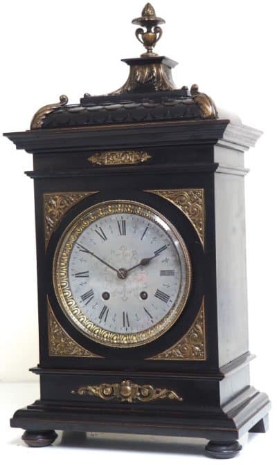 Superb Antique German Ebony 8-Day Mantel Clock Gong Striking Bracket Clock by Lenzkirch bracket clock Antique Clocks 10