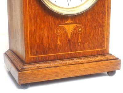 Antique Junghans German Mantel Clock C1900 Inlaid Oak Mantle Clock - Image 9