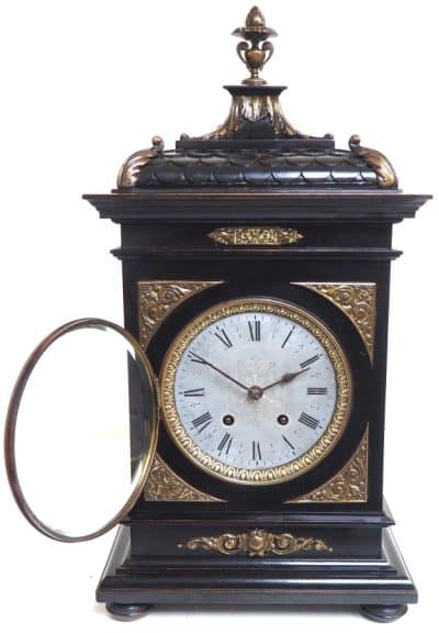 Superb Antique German Ebony 8-Day Mantel Clock Gong Striking Bracket Clock by Lenzkirch bracket clock Antique Clocks 8