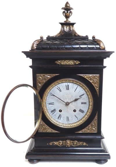 Superb Antique German Ebony 8-Day Mantel Clock Gong Striking Bracket Clock by Lenzkirch - Image 6