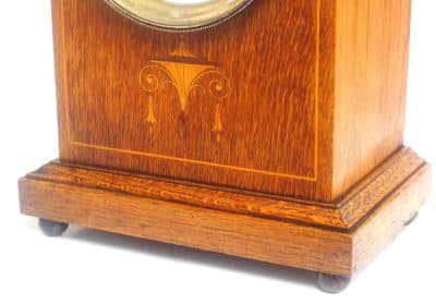 Antique Junghans German Mantel Clock C1900 Inlaid Oak Mantle Clock - Image 8
