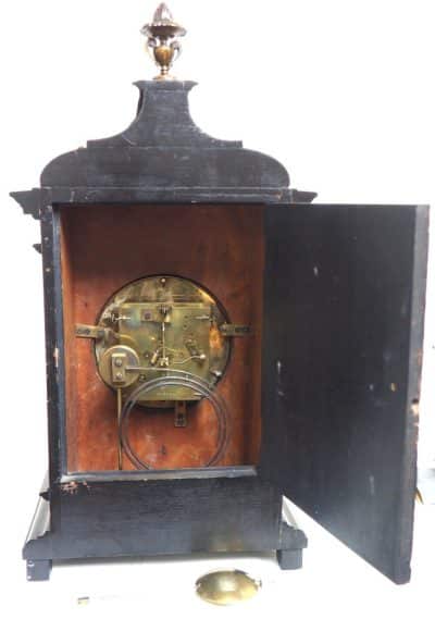 Superb Antique German Ebony 8-Day Mantel Clock Gong Striking Bracket Clock by Lenzkirch - Image 3