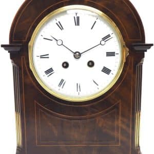 Antique French Flame Mahogany Bracket Clock – 8-Day Striking Mantle Clock bracket clock Antique Clocks