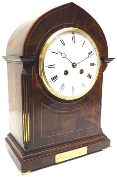 Antique French Flame Mahogany Bracket Clock – 8-Day Striking Mantle Clock bracket clock Antique Clocks 4