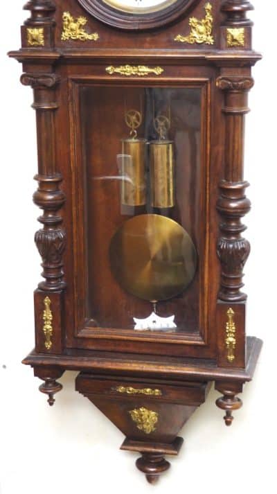 Superb Antique Gustav Becker Walnut 8-Day Twin Weight Striking Vienna Regulator Wall Clock gustav becker Antique Clocks 14