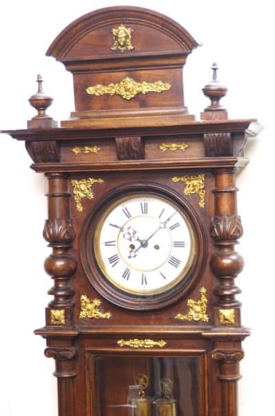 Superb Antique Gustav Becker Walnut 8-Day Twin Weight Striking Vienna Regulator Wall Clock gustav becker Antique Clocks 13