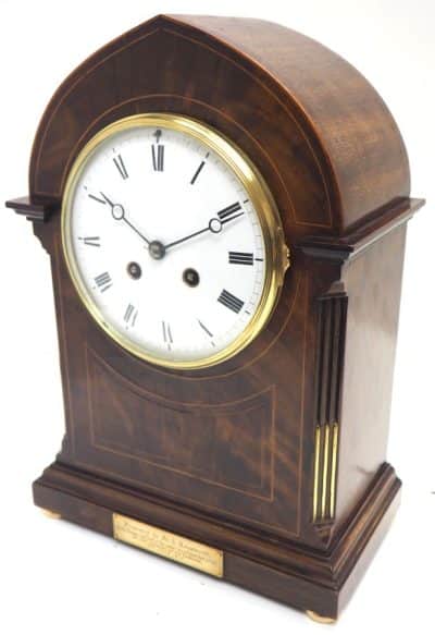 Antique French Flame Mahogany Bracket Clock – 8-Day Striking Mantle Clock bracket clock Antique Clocks 9