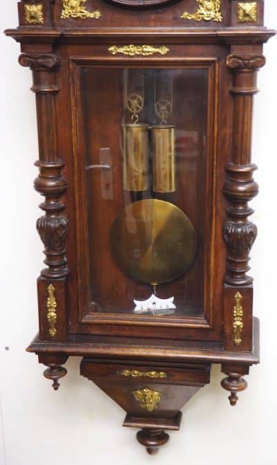 Superb Antique Gustav Becker Walnut 8-Day Twin Weight Striking Vienna Regulator Wall Clock gustav becker Antique Clocks 12